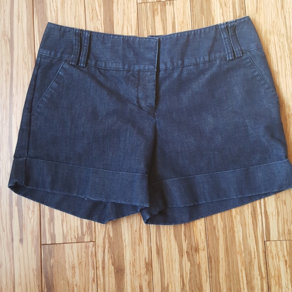 Express dark denim cuffed dress shorts